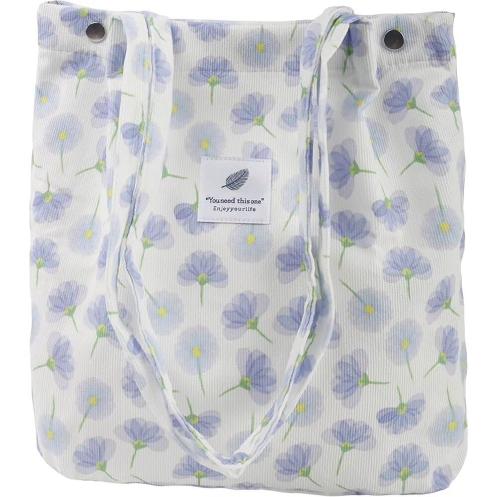Women Floral Imported Corduroy Small Canvas Shoulder Handy Inner Pocket Tote Bag